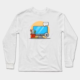 Web Development And SEO Cartoon Vector Icon Illustration Long Sleeve T-Shirt